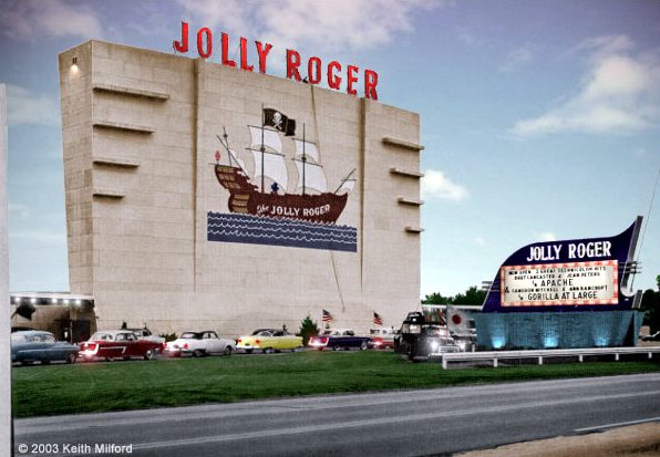 Jolly Roger Drive-In Theatre - Colorization By Keith Milford (newer photo)